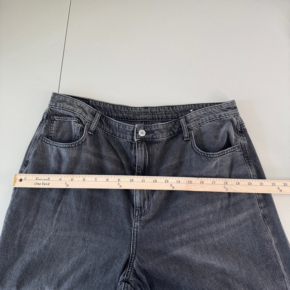 American Eagle Wide Leg Jeans 16L Grey Cotton High Rise Grunge Streetwear Indie - Picture 12 of 16
